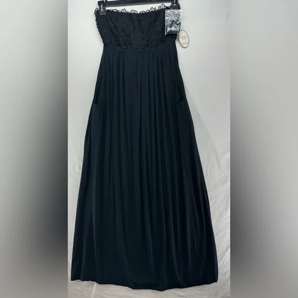 Soma Floral Lace Applique Strapless Removable Strap Maxi Dress Black Size M